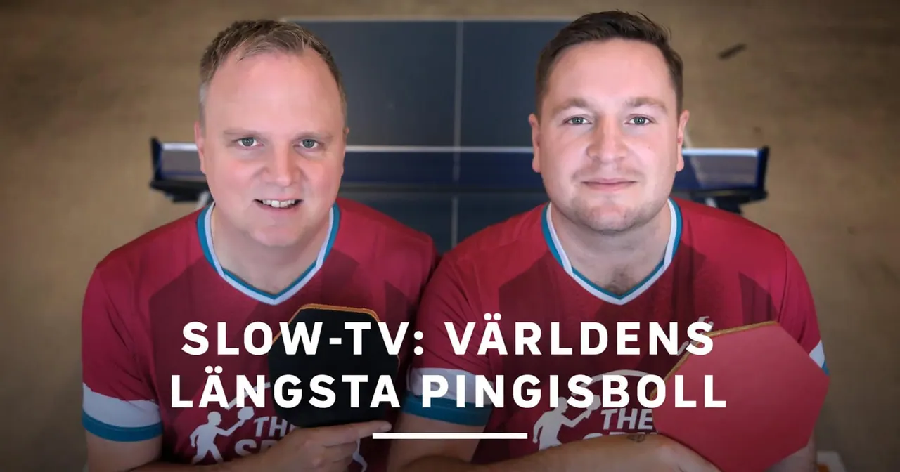 Världens längsta pingisboll, bild från SVT Play